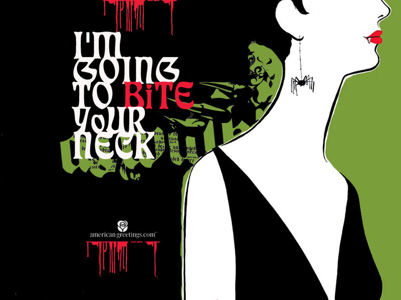 vampire bites neck illustration