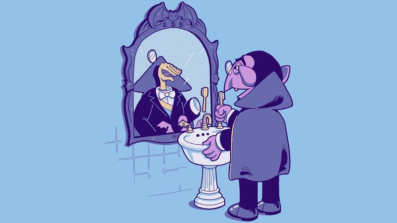 Vampire Brushing Teeth — Blue