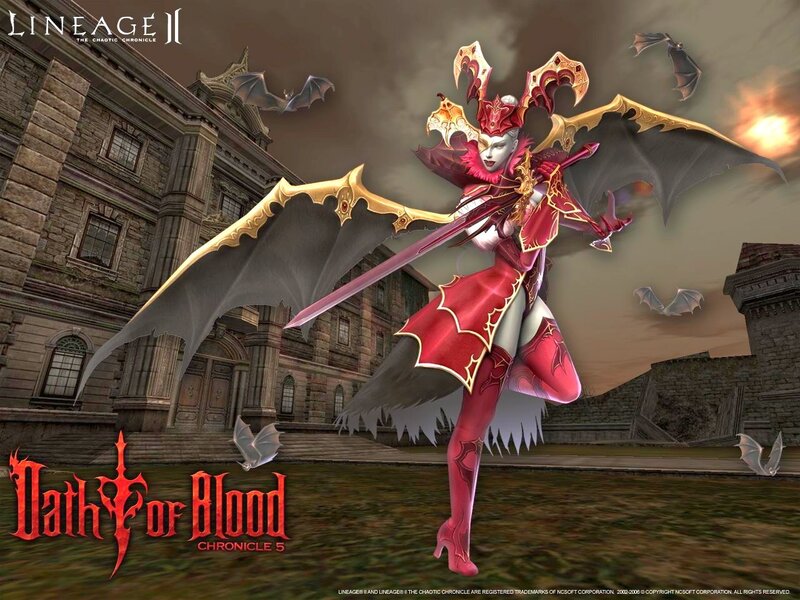 Vampire character in red armor