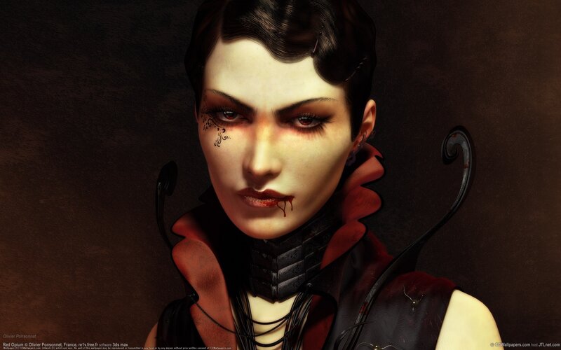 Vampire character with blood