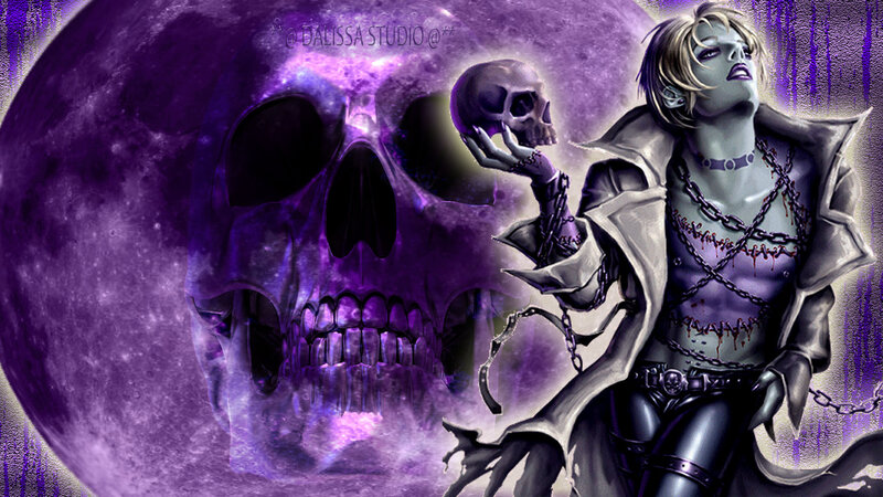 Vampire Character with Skull