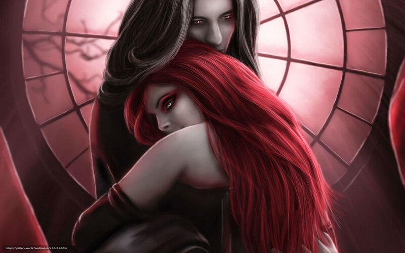 vampire couple embrace