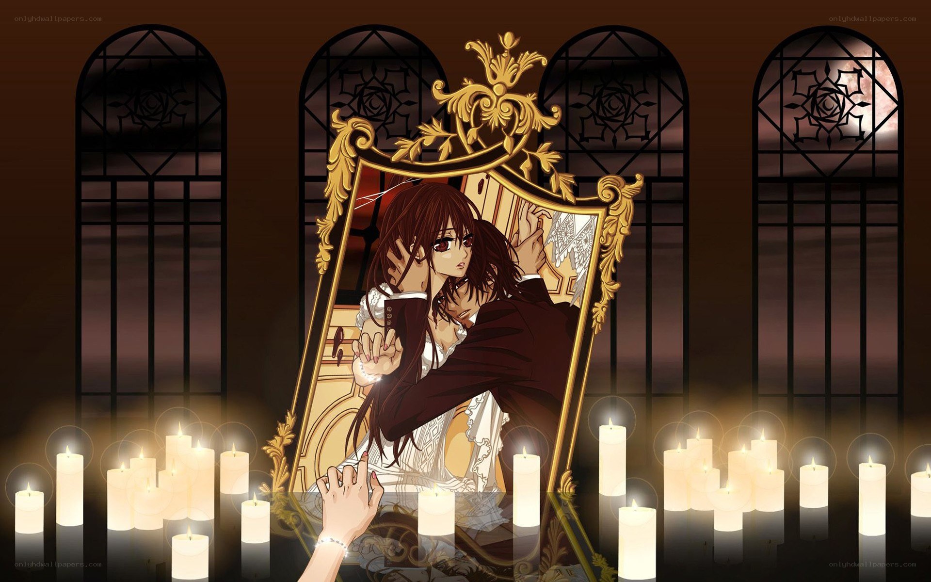 Vampire couple in a mirror