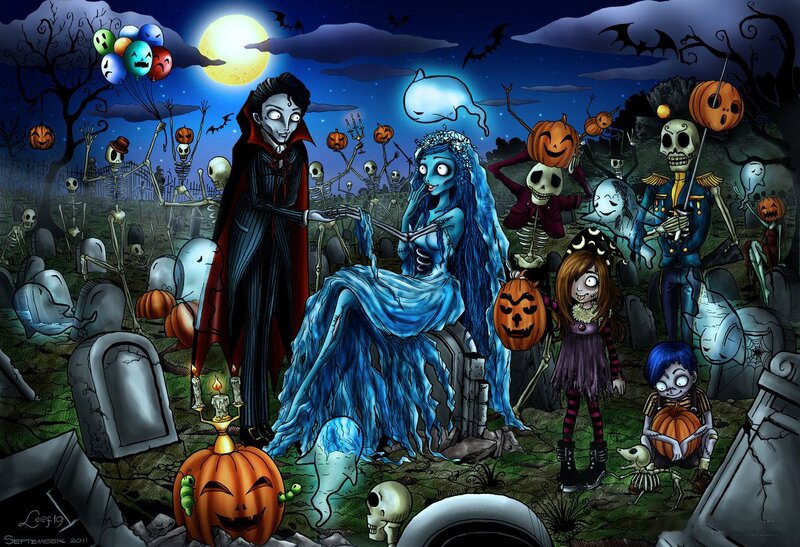 Vampire Couple in Graveyard