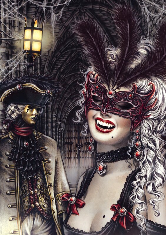 Vampire couple in masquerade