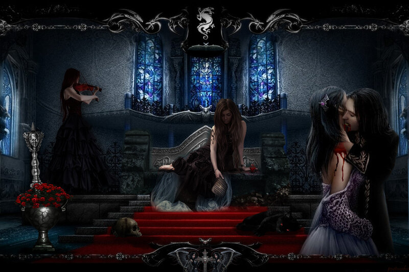 Vampire Couple Kissing