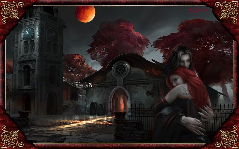 Vampire Embracing Woman