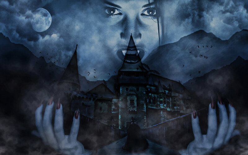 Vampire Face over Castle