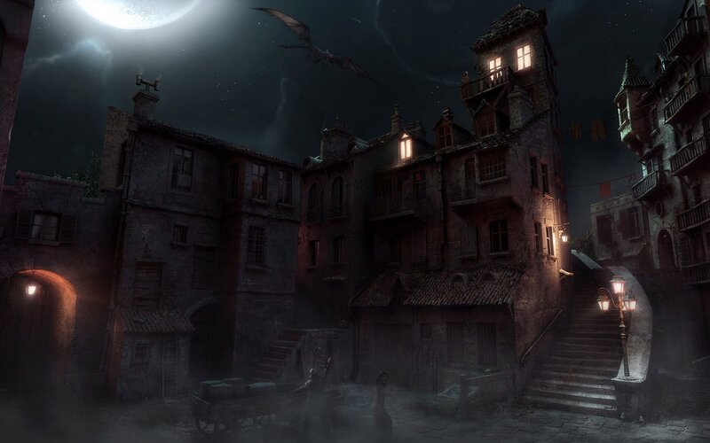 Vampire Flying over Town