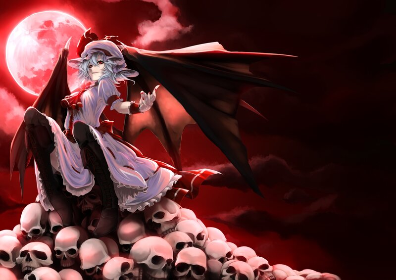 Vampire Girl on Skulls