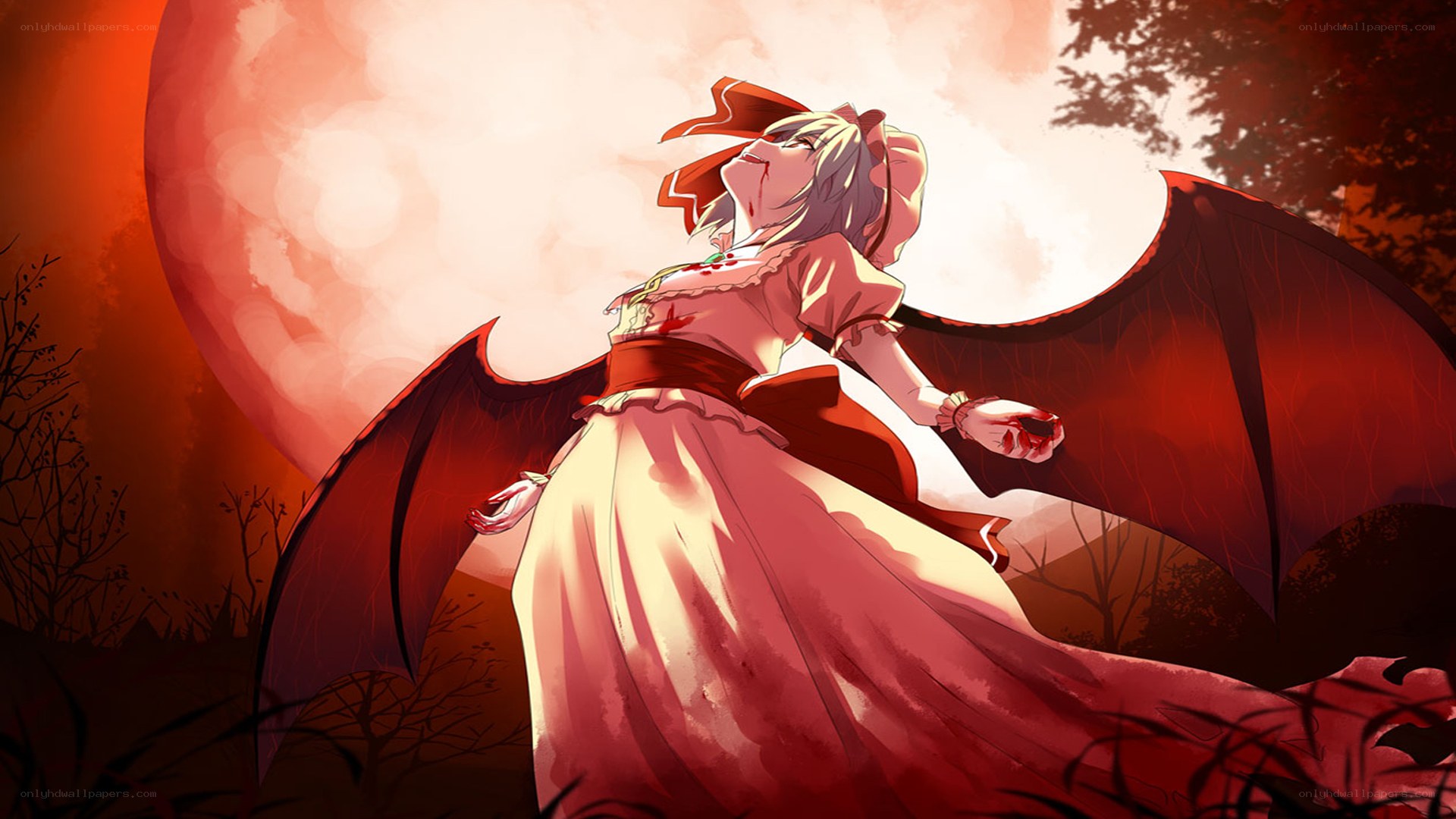 vampire girl under red moon