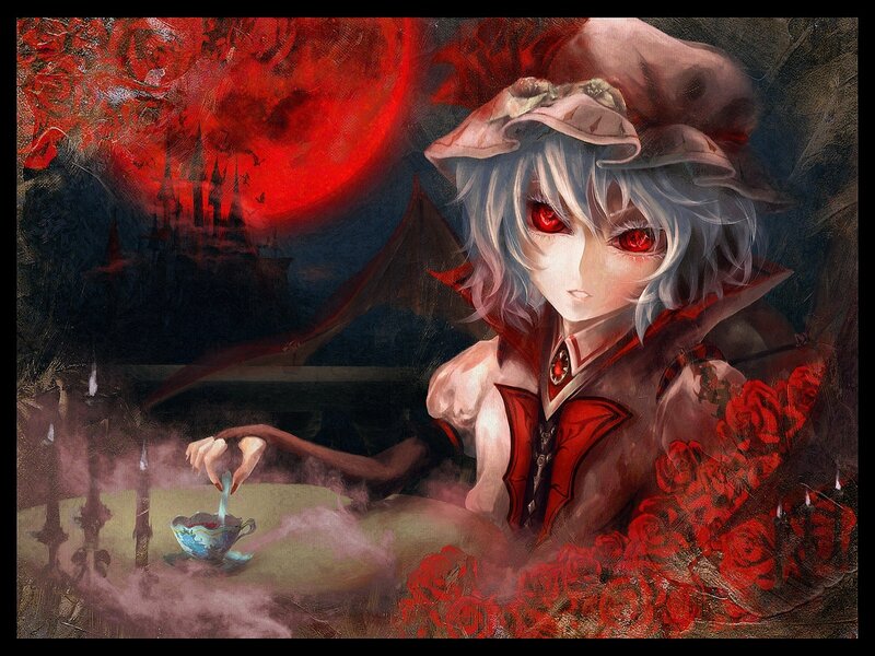 Vampire girl with red eyes