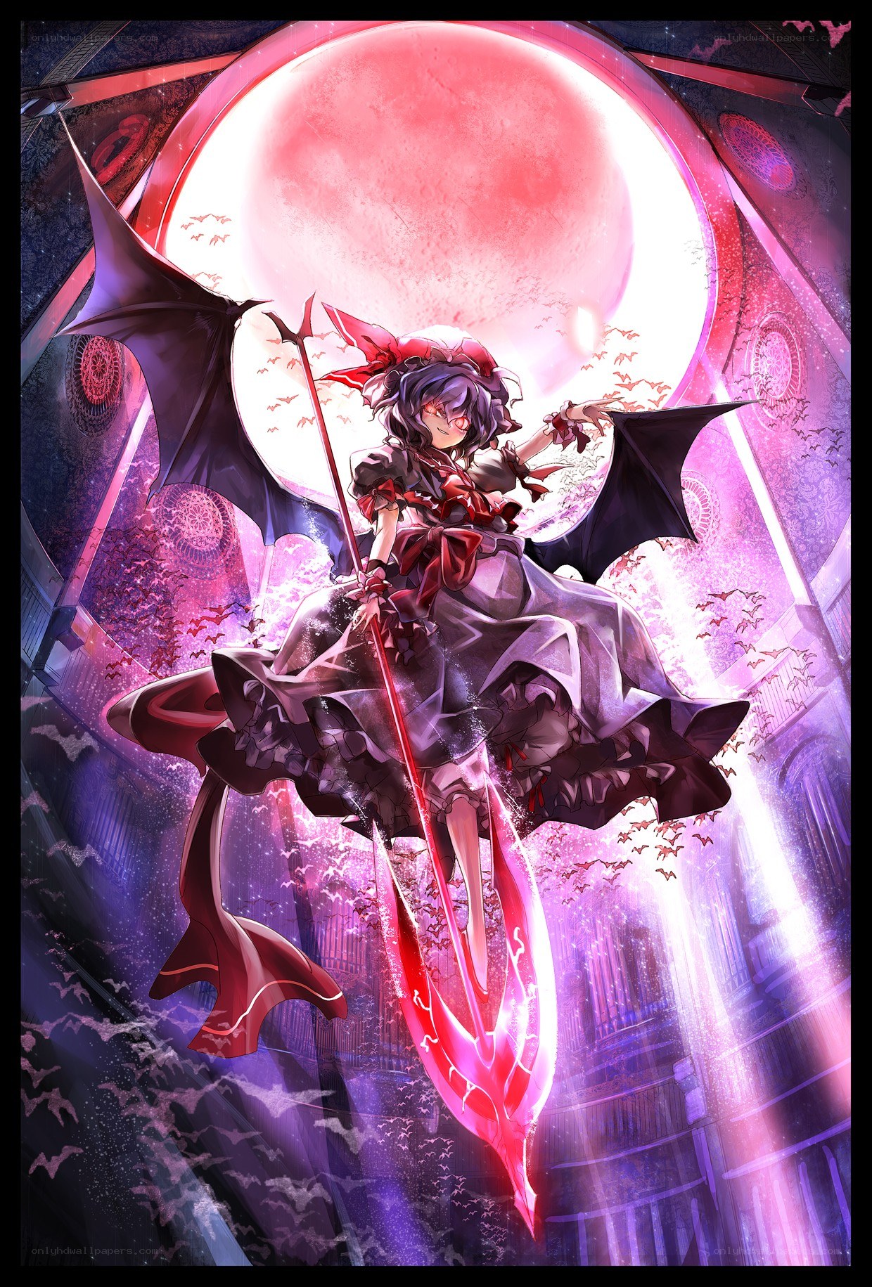 Vampire girl with red moon