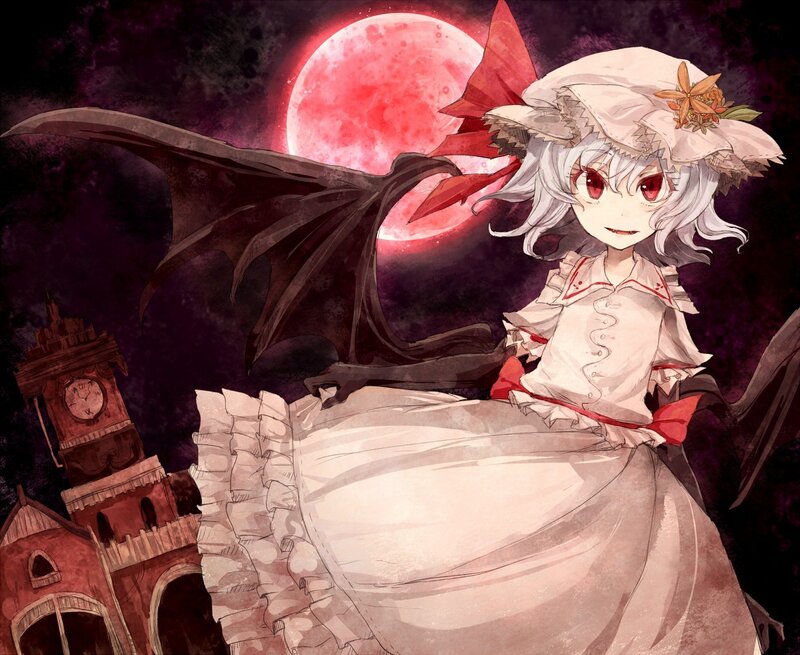 Vampire girl with red moon