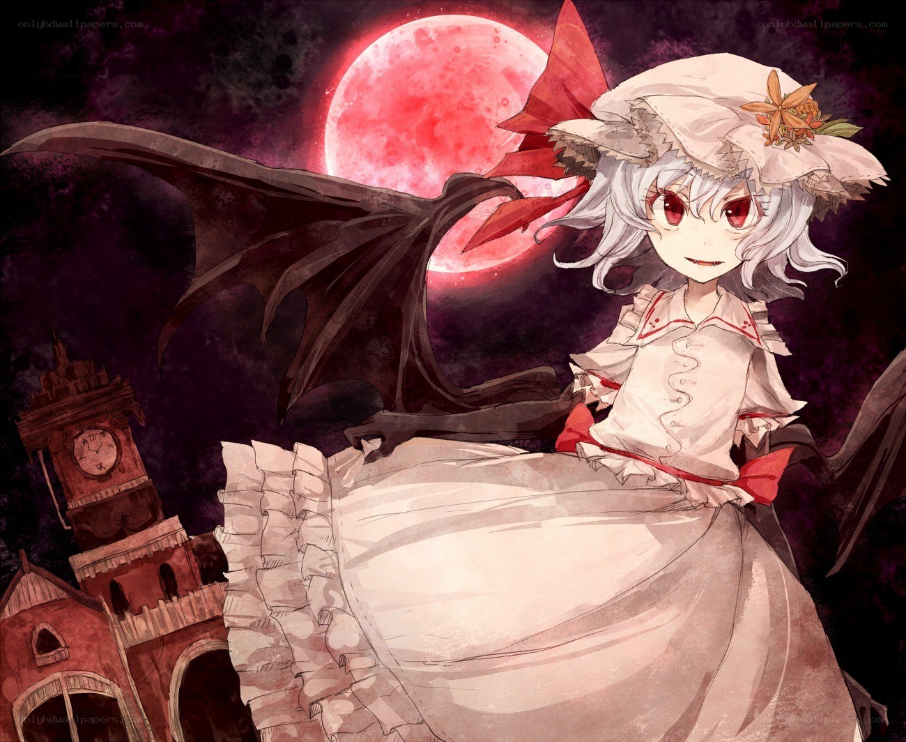 Vampire girl with red moon