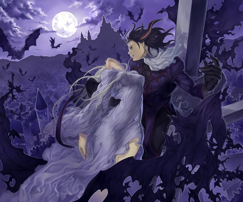 Vampire Holding Woman — Purple, Dramatic