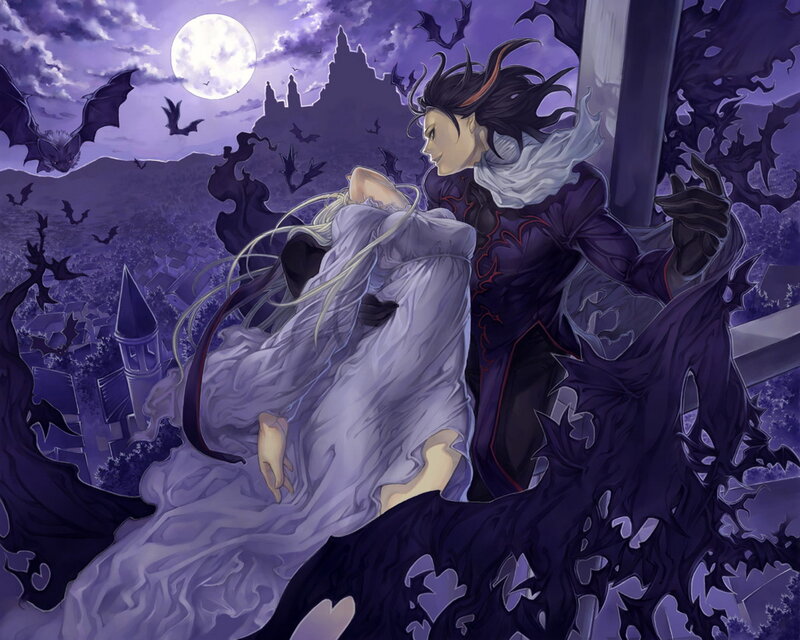 Vampire Holding Woman — Purple