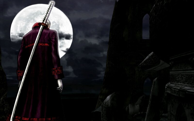 Vampire hunter in moonlight
