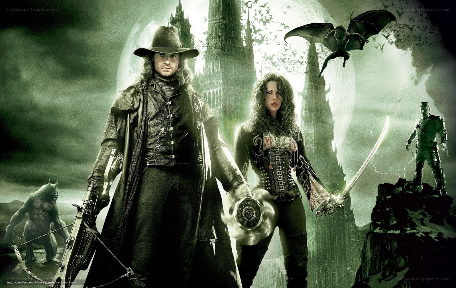 Vampire hunters in a gothic landscape