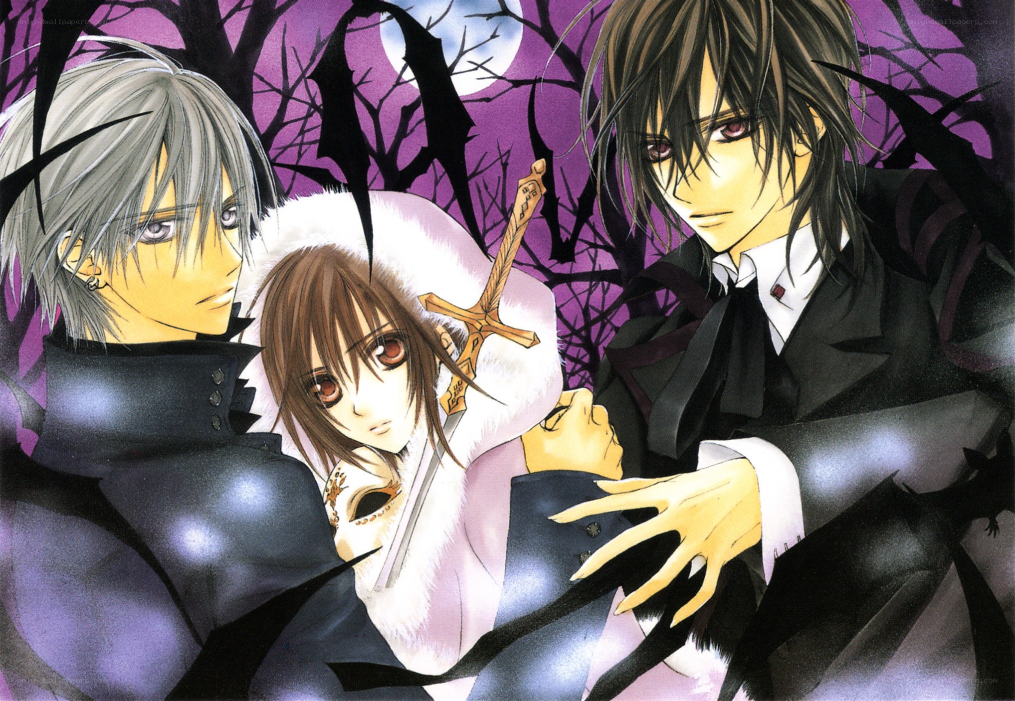 Vampire hunters in a moonlit forest