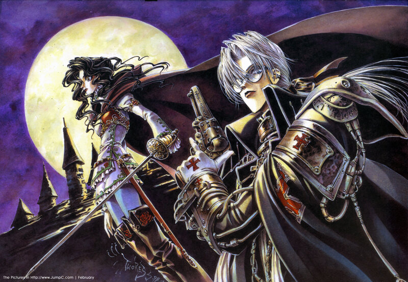 Vampire hunters in moonlight
