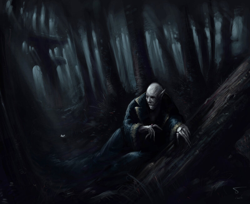Vampire in a dark forest