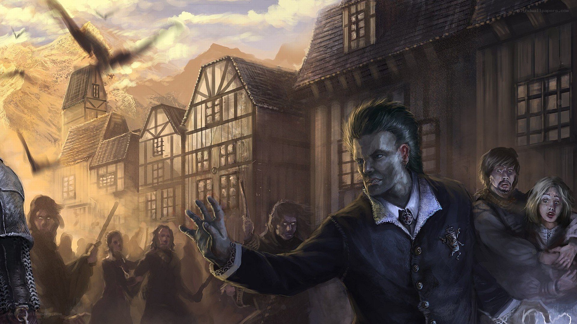Vampire in a medieval town