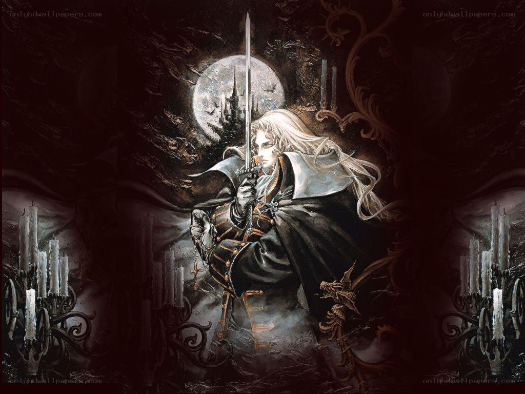 Vampire knight in moonlit castle