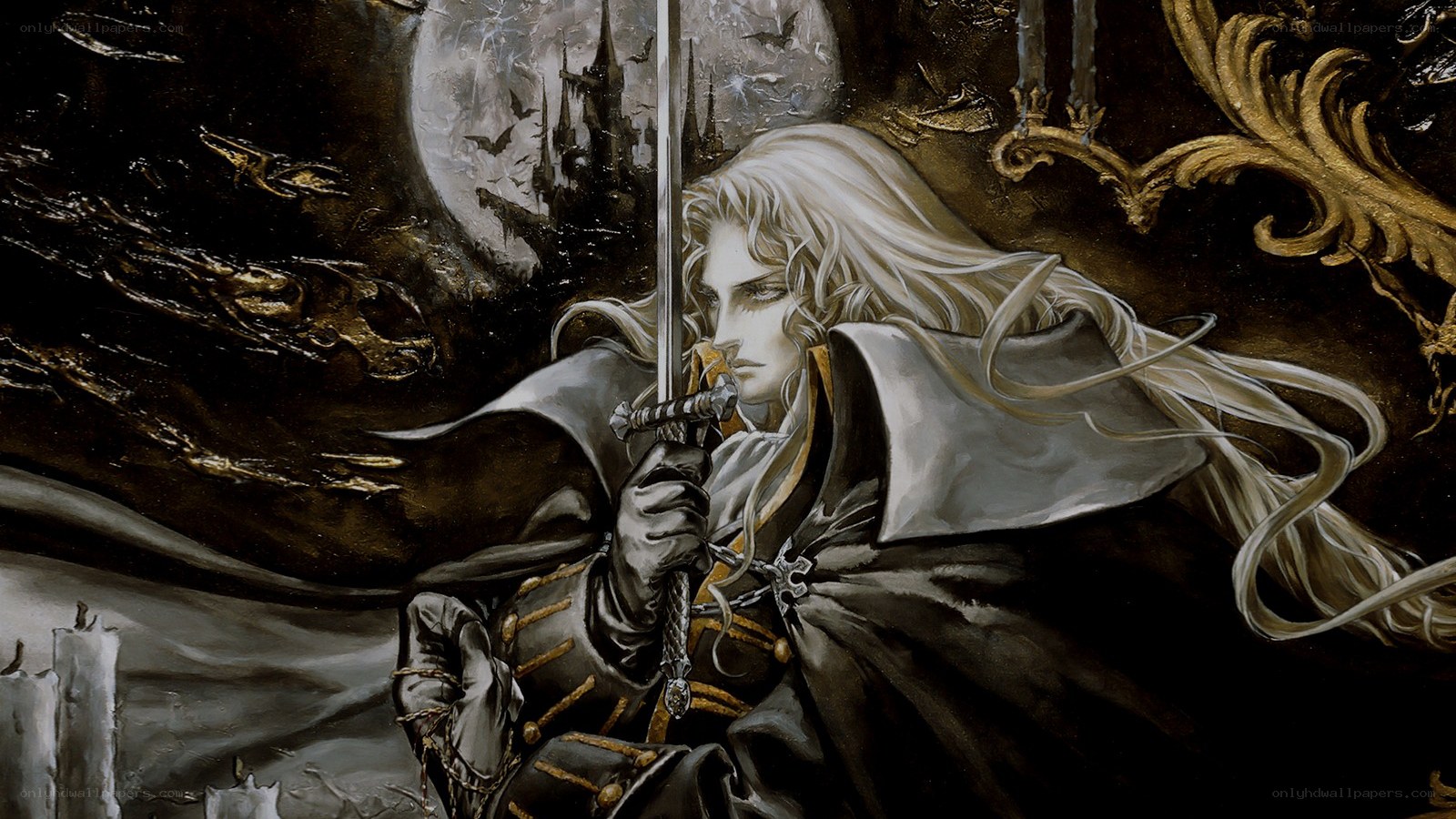 Vampire knight in moonlit castle
