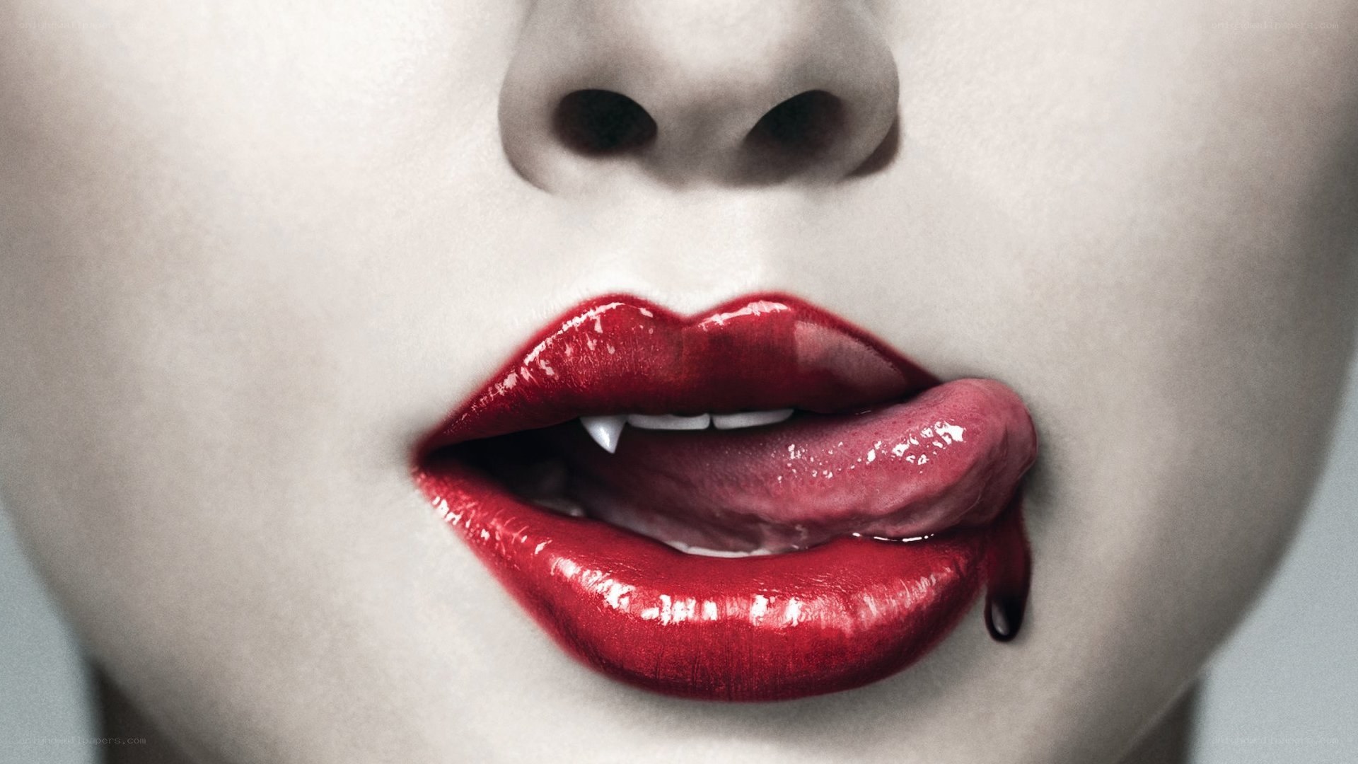 vampire lips with blood