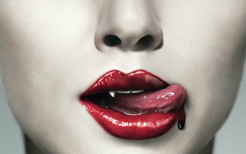 vampire lips with blood