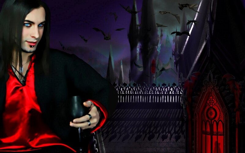 Vampire Man Holding Glass