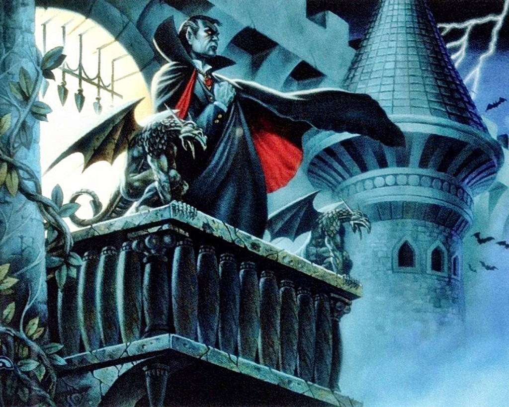 vampire on a castle balcony