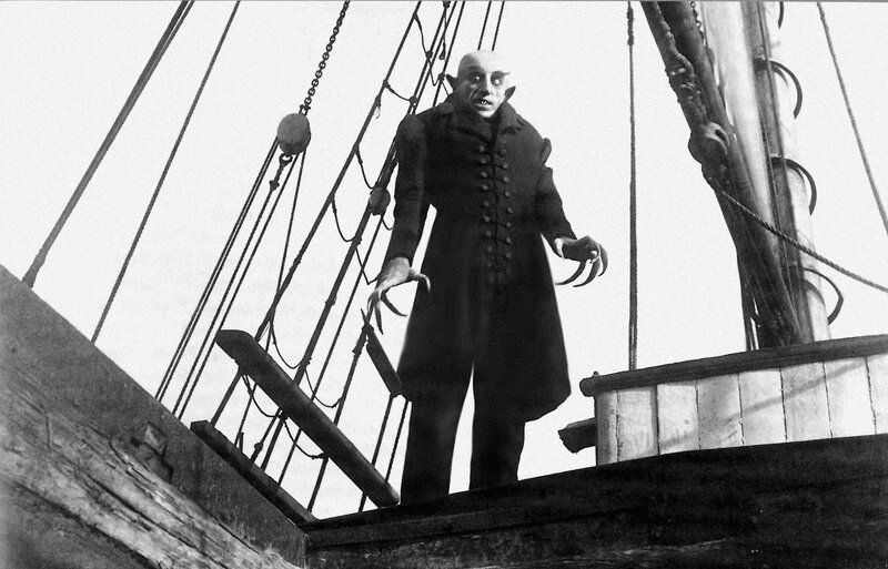 Vampire on Ship Deck — Black, Dramatic