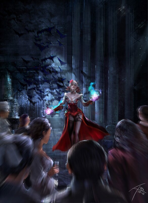 Vampire sorceress performs magic