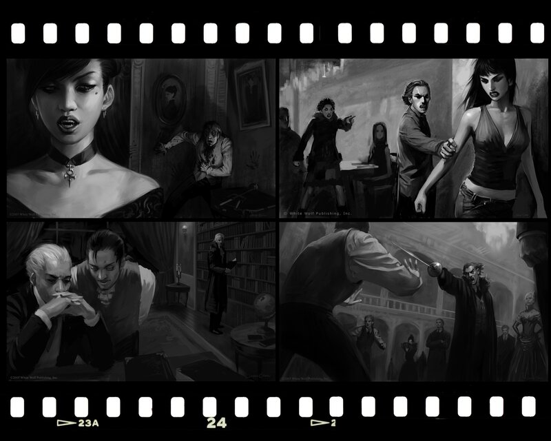 Vampire-themed comic panels