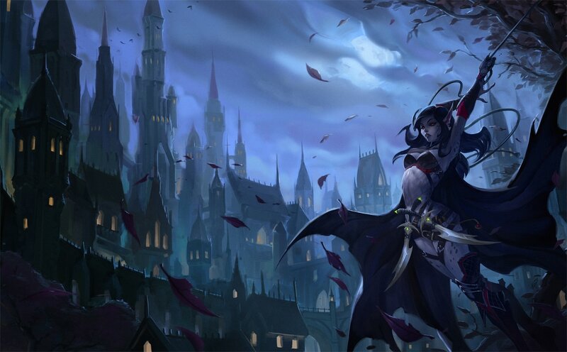 Vampire warrior in a gothic city