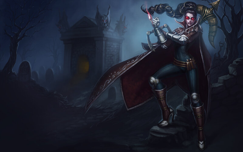Vampire warrior in a graveyard