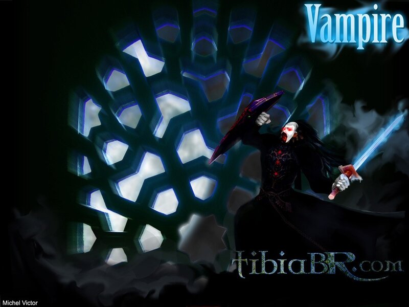 Vampire warrior in dark hall