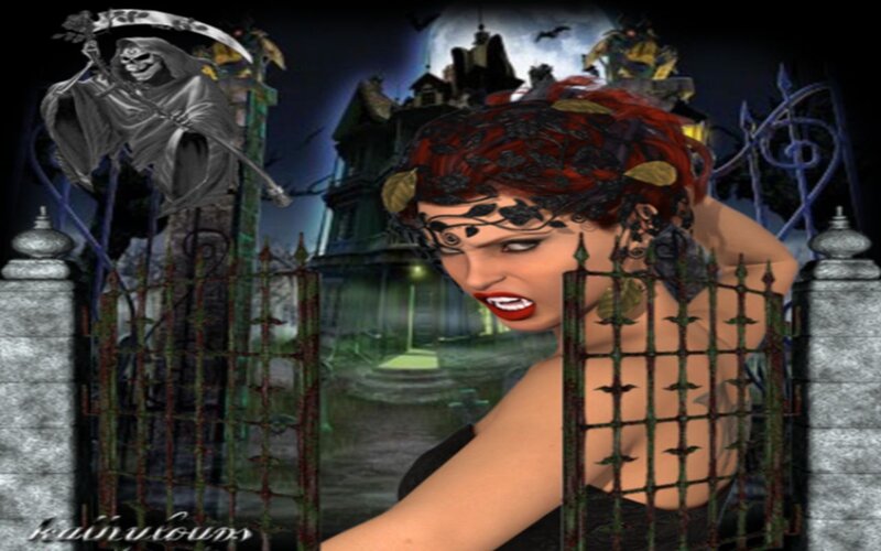 Vampire Woman Behind Gate