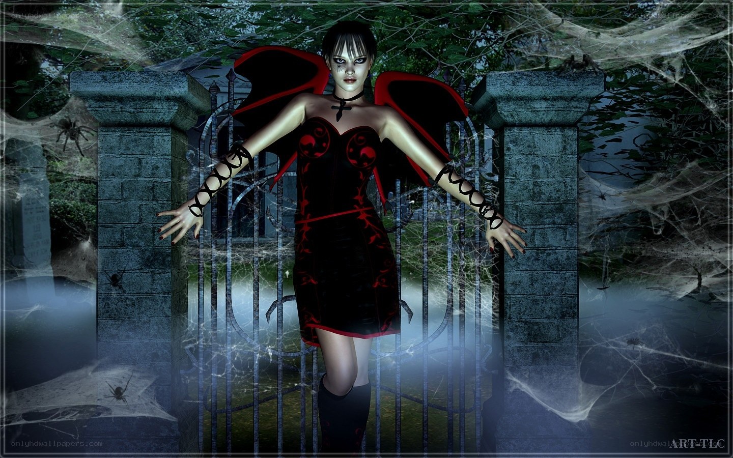 vampire woman in a graveyard