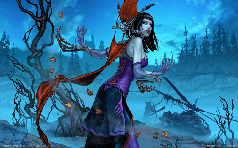 Vampire woman in a haunted forest