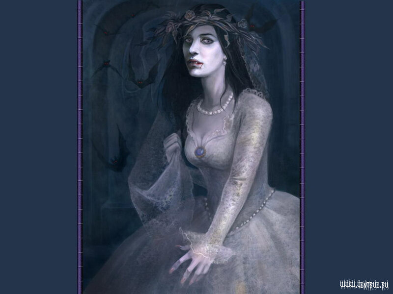 vampire woman in dark chamber