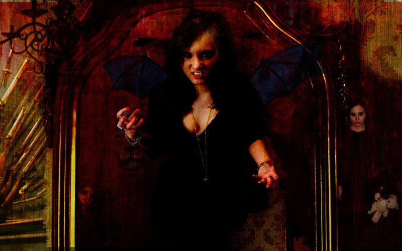 vampire woman in dark room