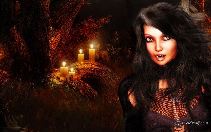 Vampire Woman in Forest — Black