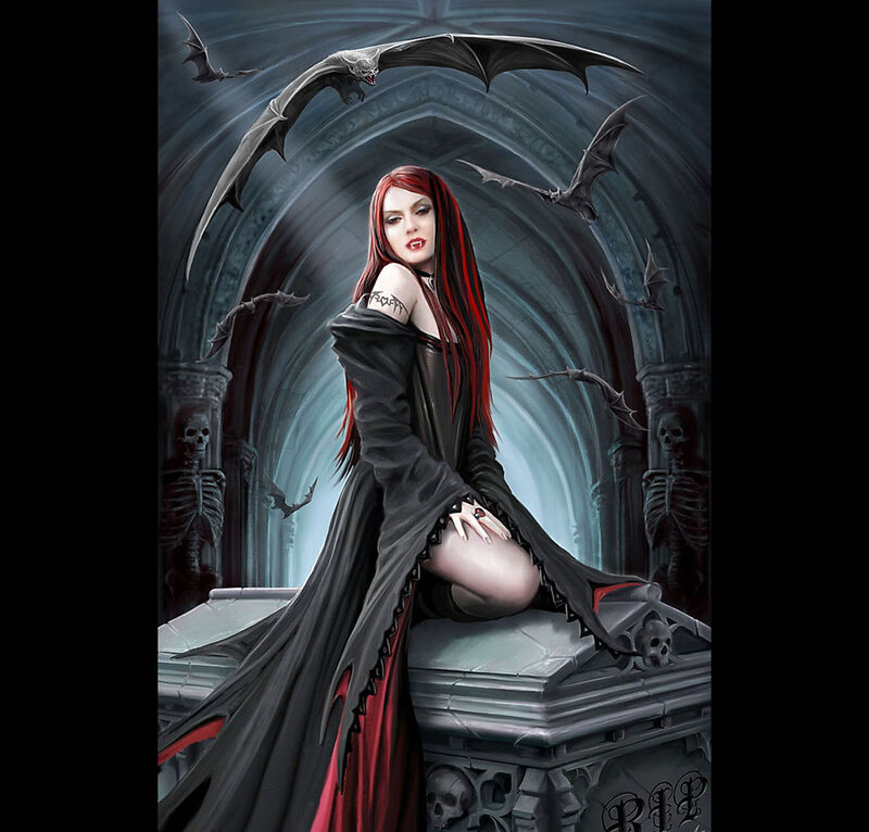 vampire woman in gothic hall