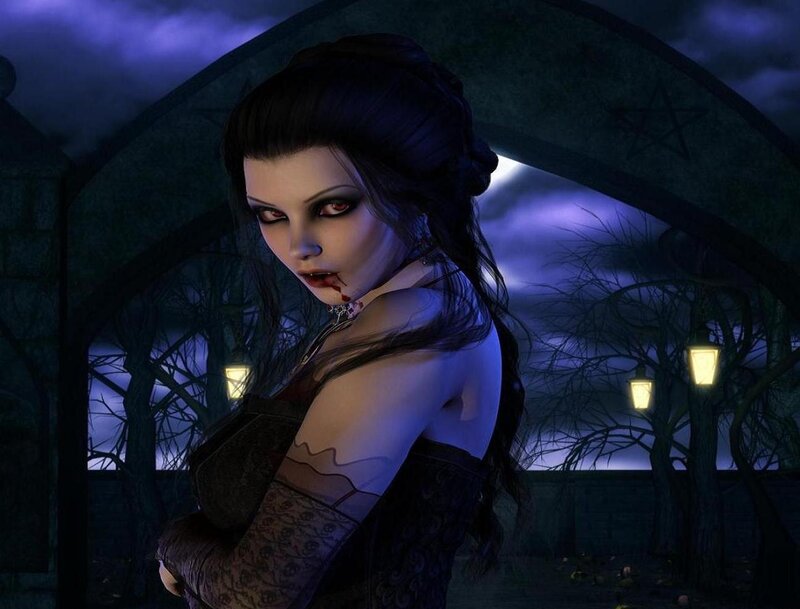 vampire woman in graveyard