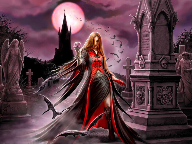 Vampire Woman in Graveyard — Purple