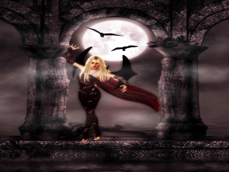 vampire woman in moonlight