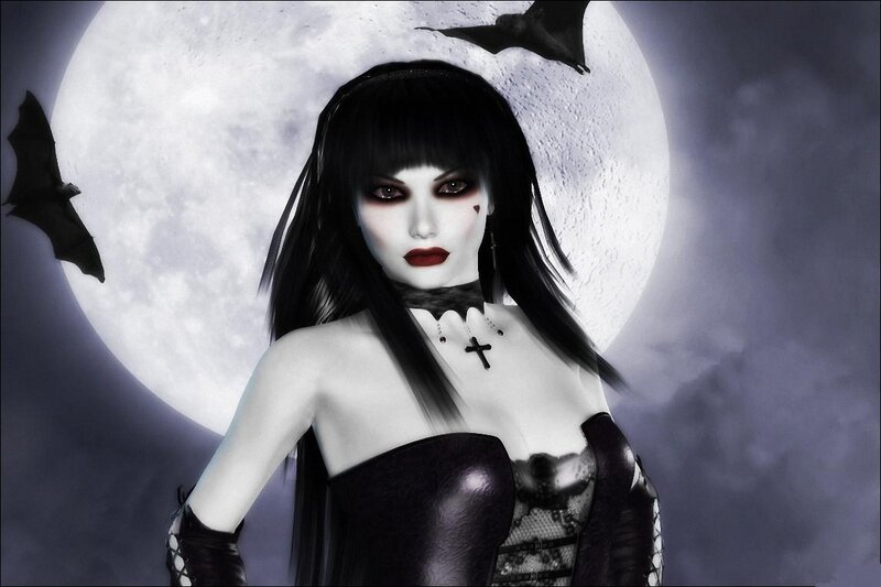 vampire woman under moon